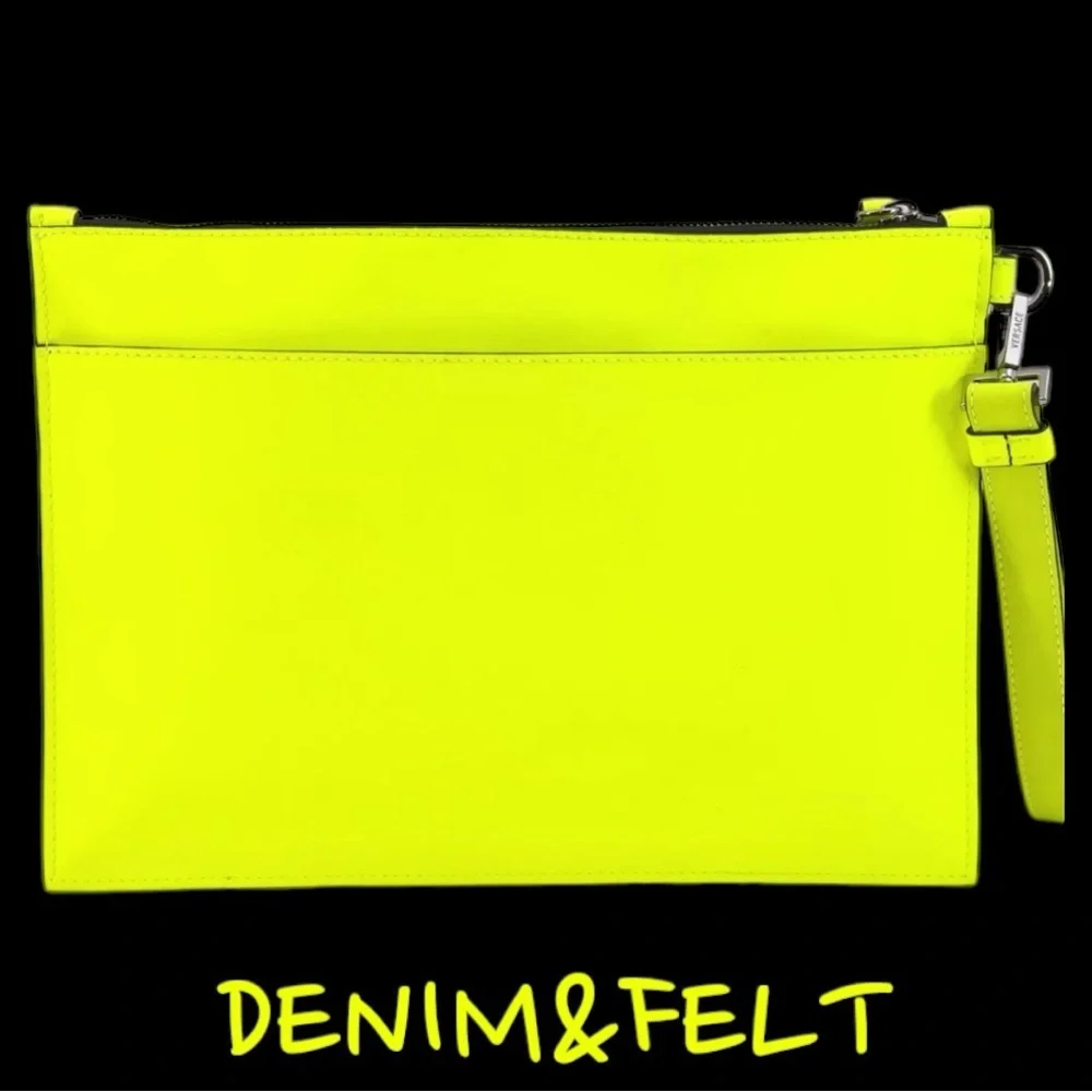 VERSACE Large Medusa Biggie Calfskin Leather Rubberized Clutch/HandBag/Wristlet!